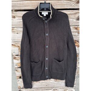 Banana‎ Republic Men's Cable Knit Cardigan Brown Cotton M Medium Sweater